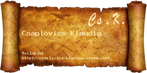 Csaplovics Klaudia névjegykártya